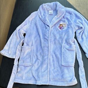 Purple Plush Robe with Character Embroidery Little Girls Robe Disney Frozen